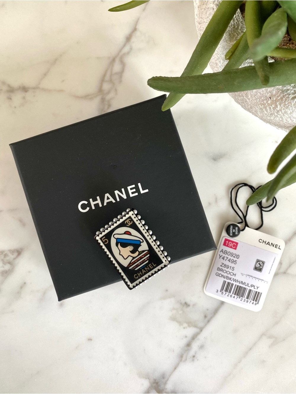 CHANEL - Enamel Coco Chanel Portrait Stamp-Style Brooch 2019